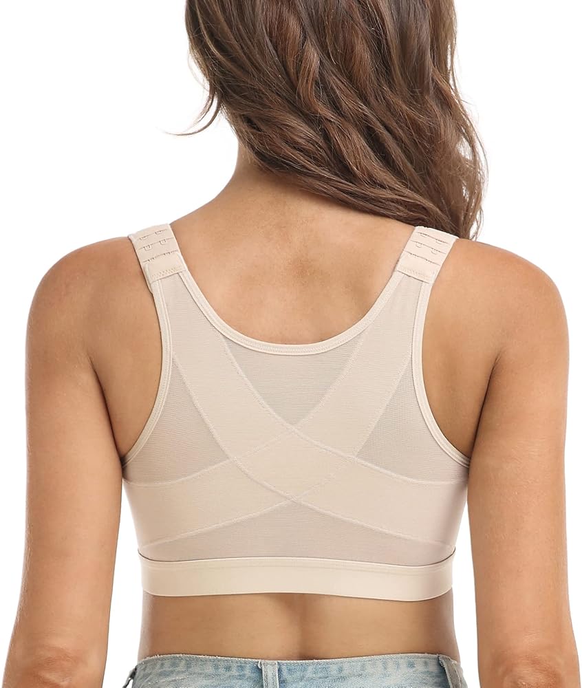 DotVol Women's Seamless Front Closure Back Support Full Coverage Non Padded Wirefree Everyday Bra