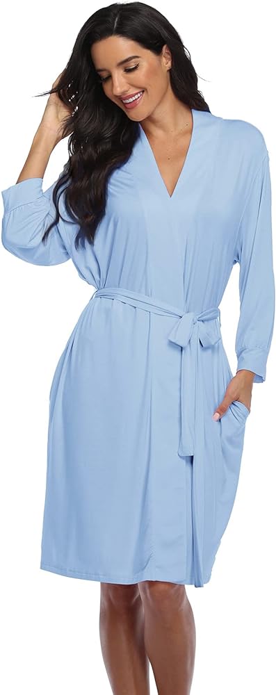 Super Shopping-zone Women's Robes Lightweight Kimono Robes Knit Bathrobes Soft Sleepwear Loungewear