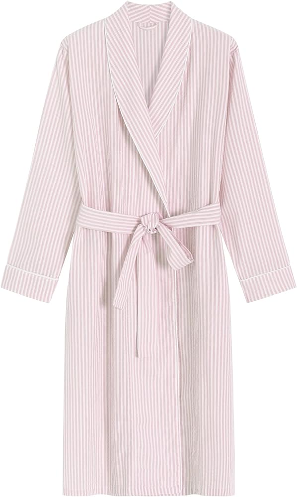 Latuza Women's Seersucker Robe Cotton Bathrobe with Pockets