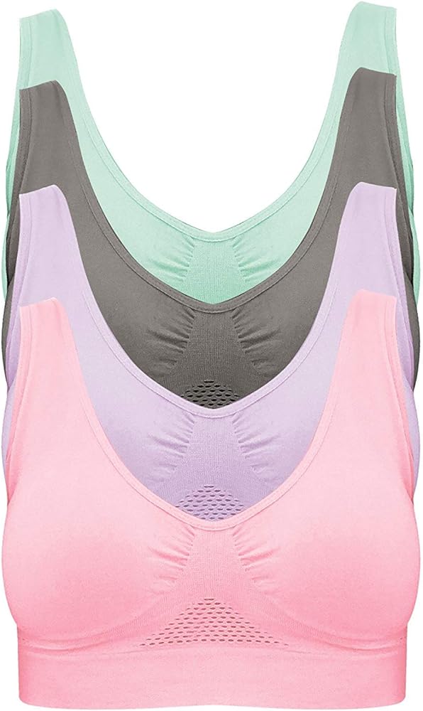 4-Pack Women's Seamless Wireless Cooling Unpadded Comfort Bra