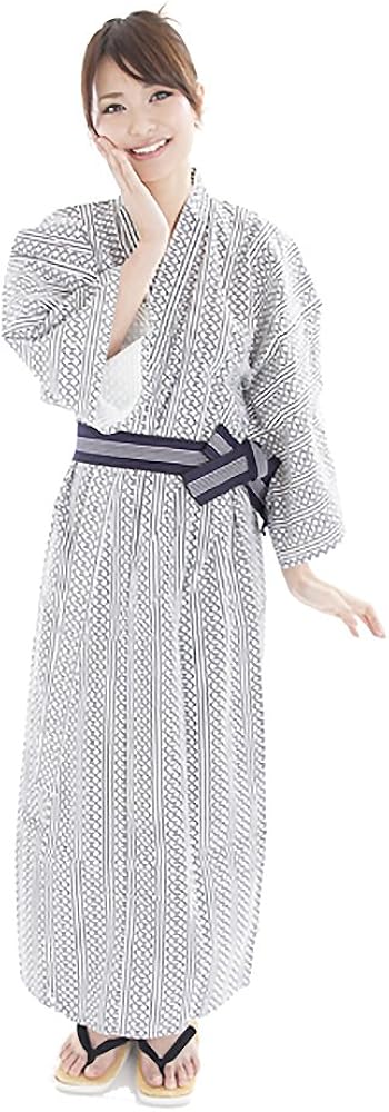 Yukata Kimono Men's/Women's Spa Robe Japanese with Obi Cotton Pajama