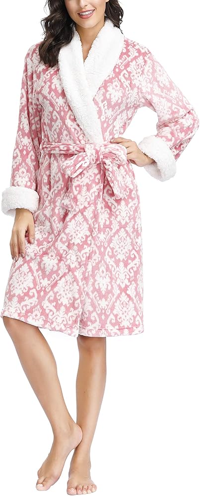 INK+IVY womens Plush Kimono Robe for Women - Soft Sleepwear Pajamas - Ladies Bathrobe Loungewear With Pocket, Collar & Cuff