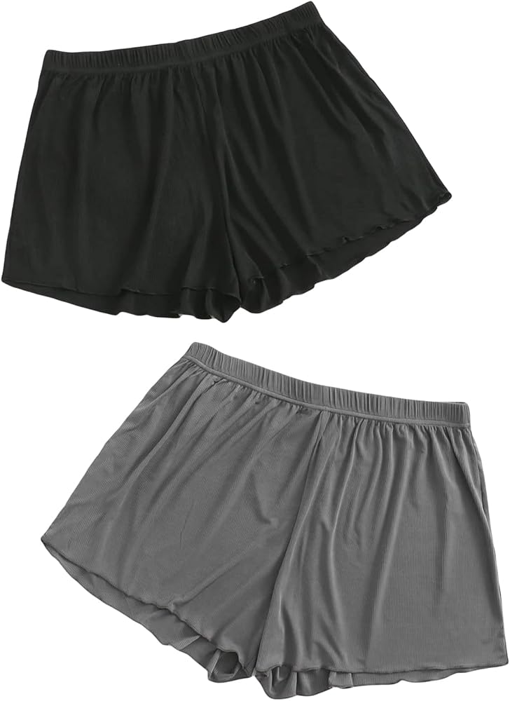 Floerns Women's Plus Size Solid Pajama Shorts 2 Pack Soft Lounge Sleep Shorts