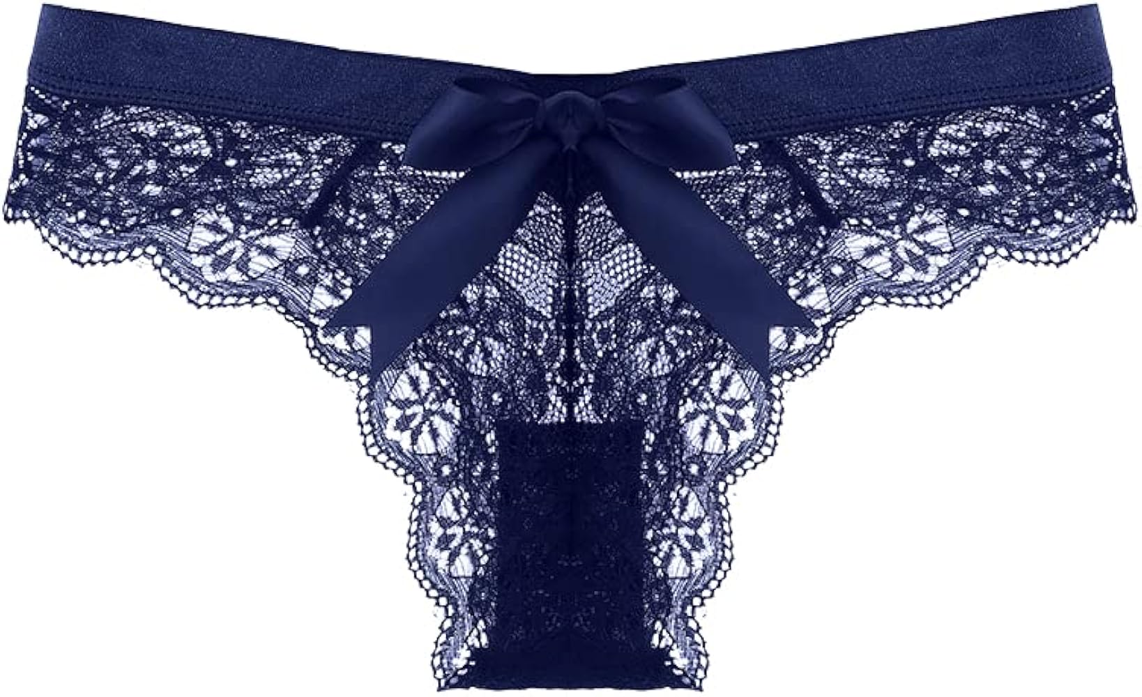 Women's Lace Bow Thongs T Back Low Waist Breathable Panties Sexy Seamless V-Shape Design Floral Lace tangas