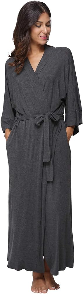 Women's Soft Robes Long Bath Robes Full Length Kimonos Sleepwear Dressing Gown,Solid Color