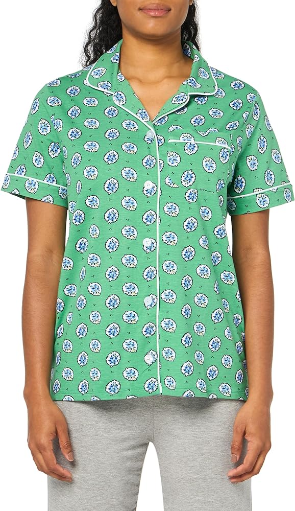 Vera Bradley Women's Cotton Pajama Short Sleeve Button-Up Shirt