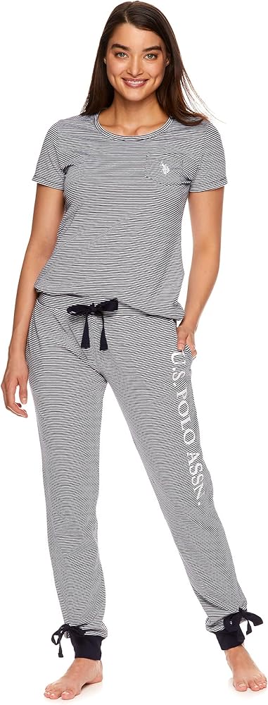 U.S. Polo Assn. Women?s Lounge and Pajama Set - Short-Sleeve Top and Jogger Pajamas for Women