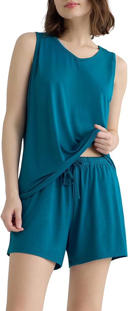 Latuza Women's Silky Soft Viscose Tank Top Short Pajama Set