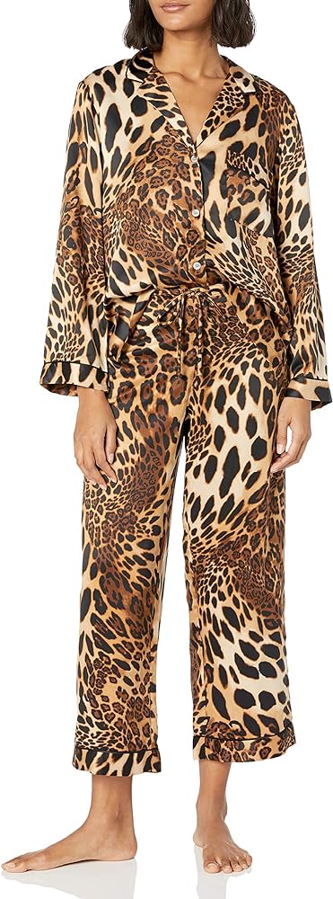 Natori Women's Luxe Leopard Notch Pj Length 25"/ Inseam 26"