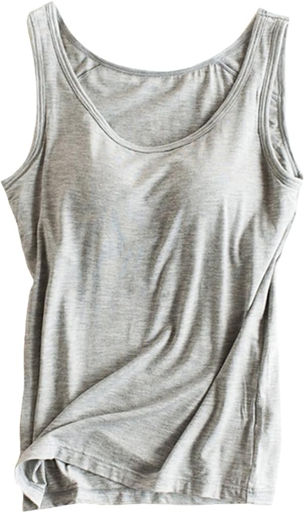 Womens Modal Built-in Bra Padded Camisole Yoga Tanks Tops