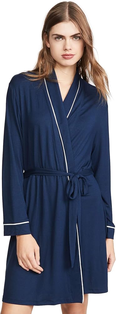 Eberjey Gisele Tuxedo Women's Robe | Wrap Front with Waist Tie