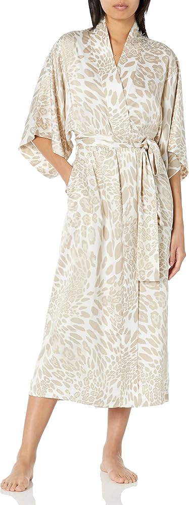 Natori womens Luxe Leopard Robe Length 52"