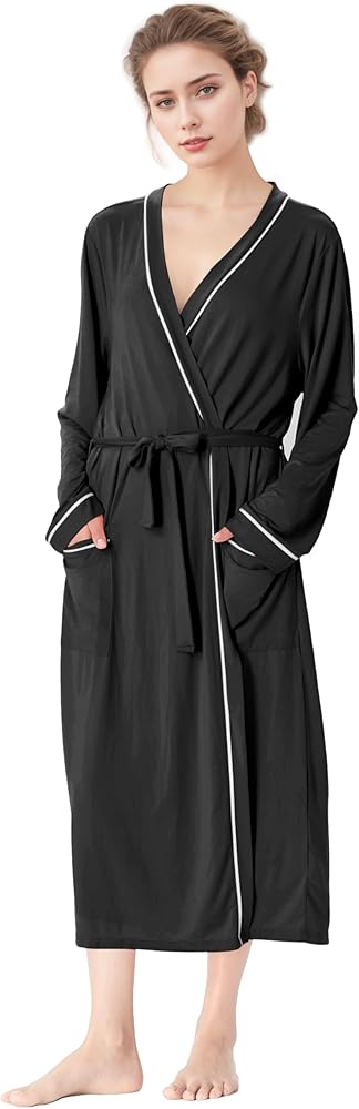 Catalonia Lightweight Ladies Bathrobe, Long Summer Robe with Pockets,Soft Summer Robes for Women, Kimono Gift for Her