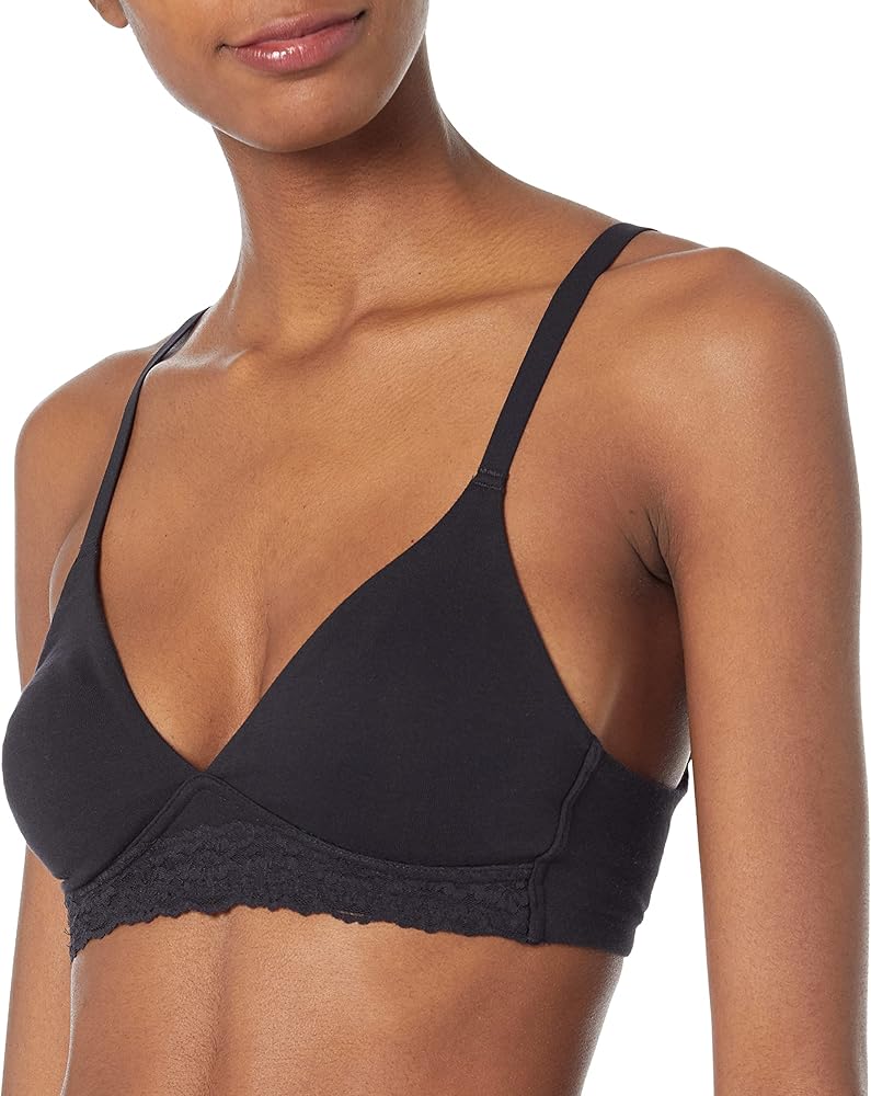 Amazon Essentials Women's Cotton and Lace Unlined Bralette