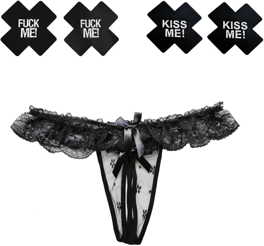 Women's Sexy Lace Thong Underwear Black M