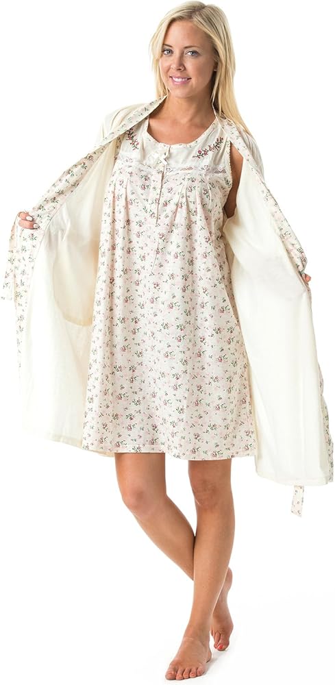 Casual Nights Women's Sleepwear 2 Piece Nightgown and Robe Set