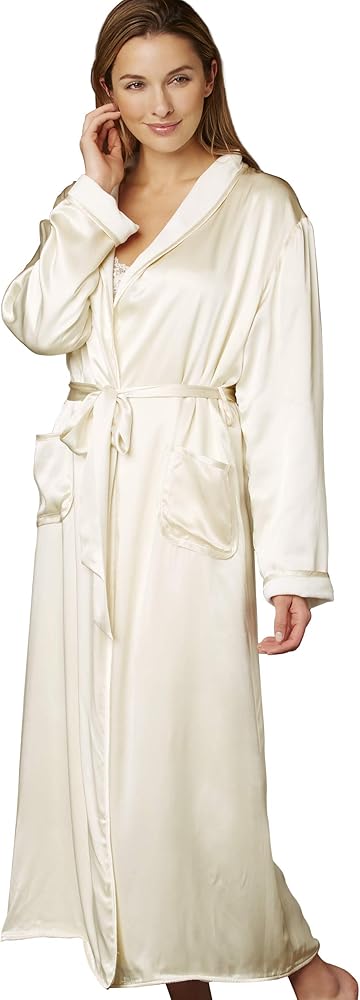 Women's 100% Silk, Il Cieli Spa Robe, Champagne, S/M