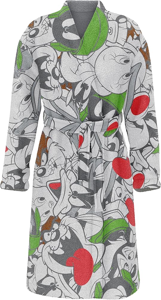 Looney Tunes SUPER PLUSH Full-Length Long Sleeve Fleece Wrap Robe with Bugs Bunny, Daffy Duck, Taz, Tweety and more