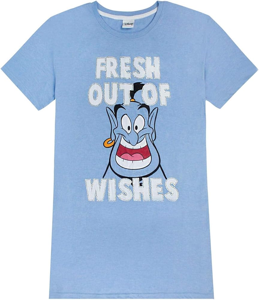 Disney Aladdin Genie 'Fresh Out of Wishes' Ladies Pyjamas Night Dress Blue