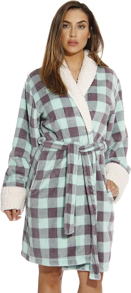 Just Love Sherpa Trim Plush Robe for Women