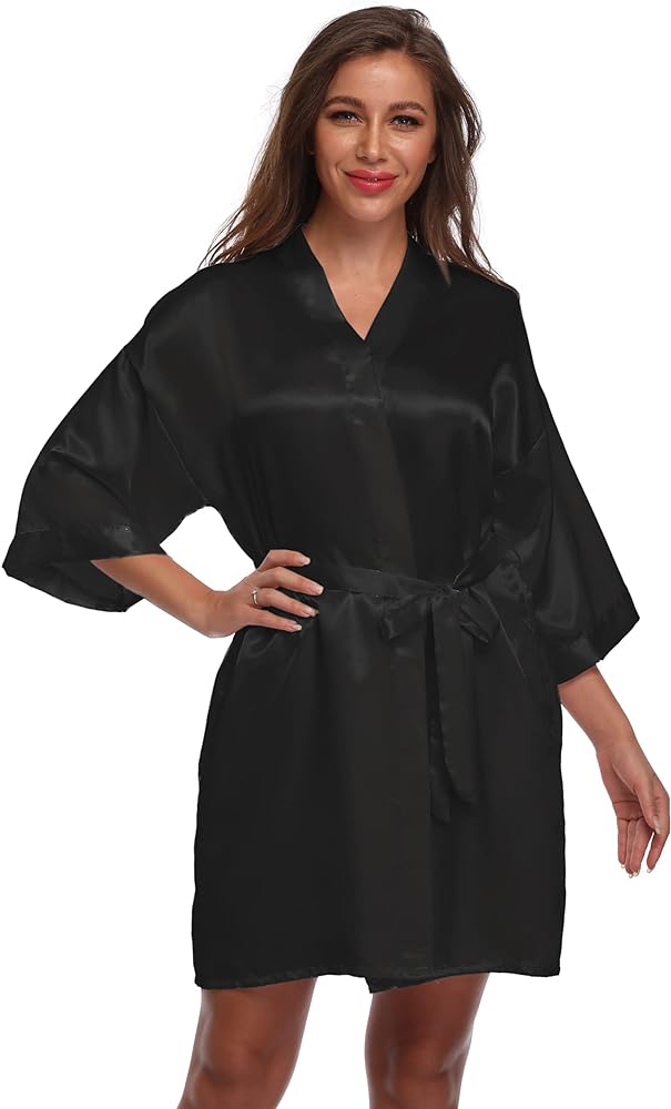 Women's Satin Short Robe Bridesmaid Bride Wedding Party Robes Silky Sleepwear Loungewear