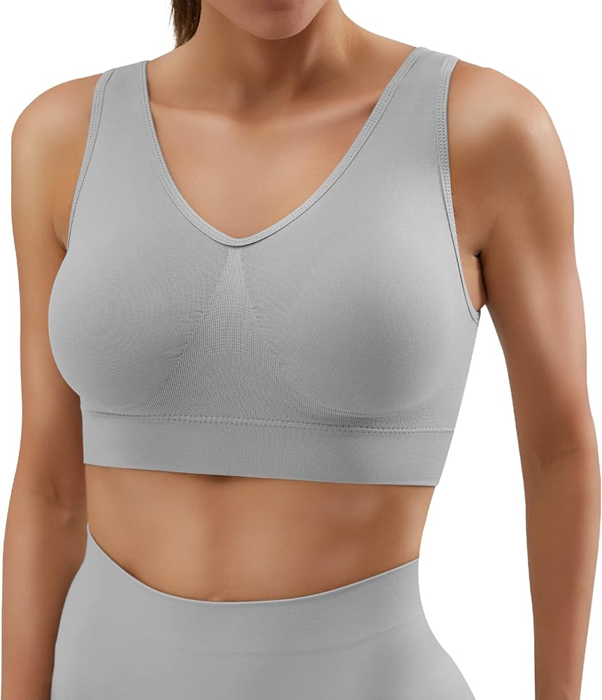 YADIFEN Ribbed Crop Tops for Women Comfortable Seamless Sports Bra with Removable Pads