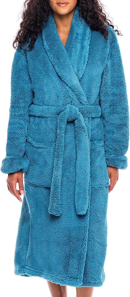 Alexander Del Rossa Fluffy Robe, Fuzzy Robe for Women, Warm Soft Fluffy Robes for Women, Cute Womens Robe Fuzzy