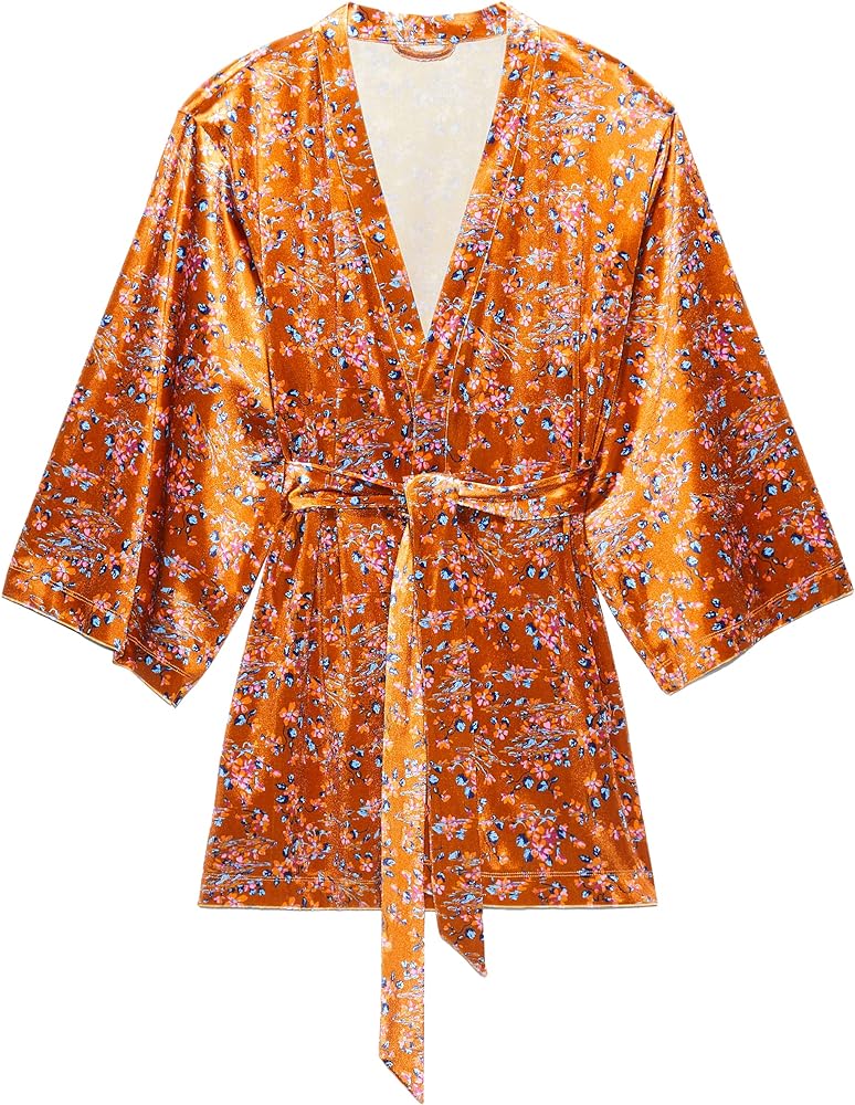 Savage X womens Psychedelic Velvet Short Robe