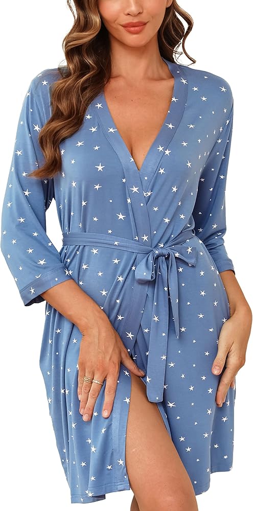 Samring Women's Lightweight Robe Soft Kimono Robes Short Bathrobe for Women Sleepwear