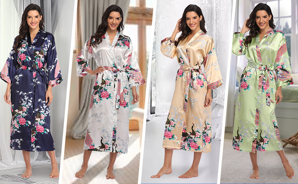 long silk robes for women floral robes for women long bridal robes