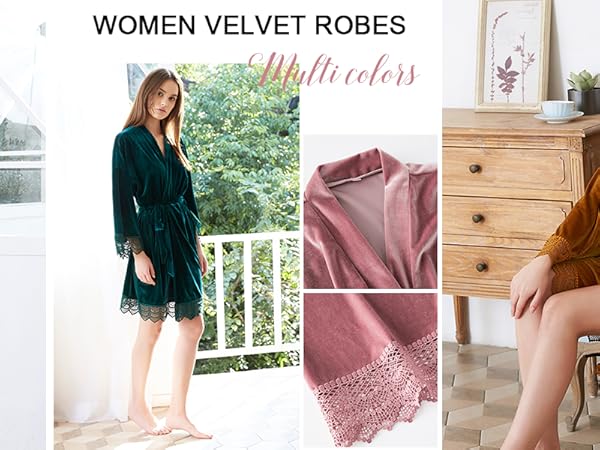 Women Velvet Robes