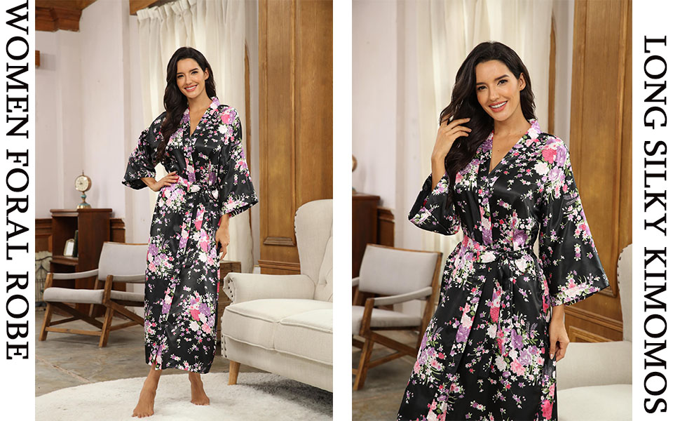 women long floral robe 