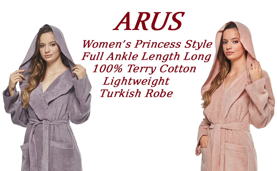 arus womens full ankle length long terry cotton turkish bathrobe