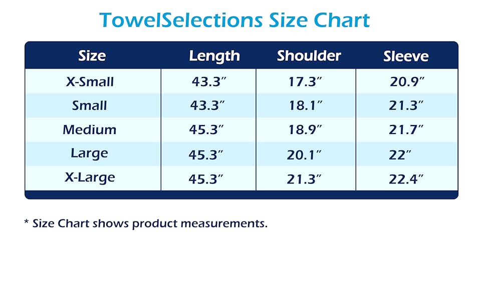 TowelSelections Womens Robe, Soft Fleece Bathrobe, Shawl Collar Spa Robe, Size Chart