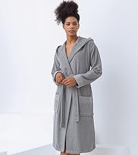 Organic Turkish Cotton Hooded Terry Robes for Women - Grey