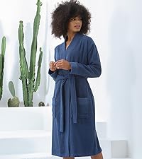 Organic Turkish Cotton Terry Kimno Robes for Women - Navy