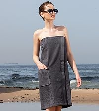 100% Turkish Cotton Terry Cloth Towel Wraps for Women - Charcoal