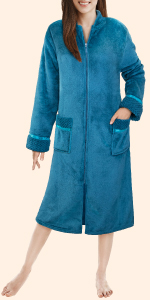 women housecoat zipper robe house coat lounger