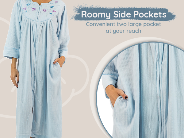 zip up robes for women long