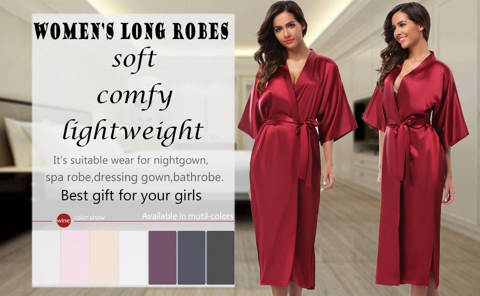 satin robes for women long