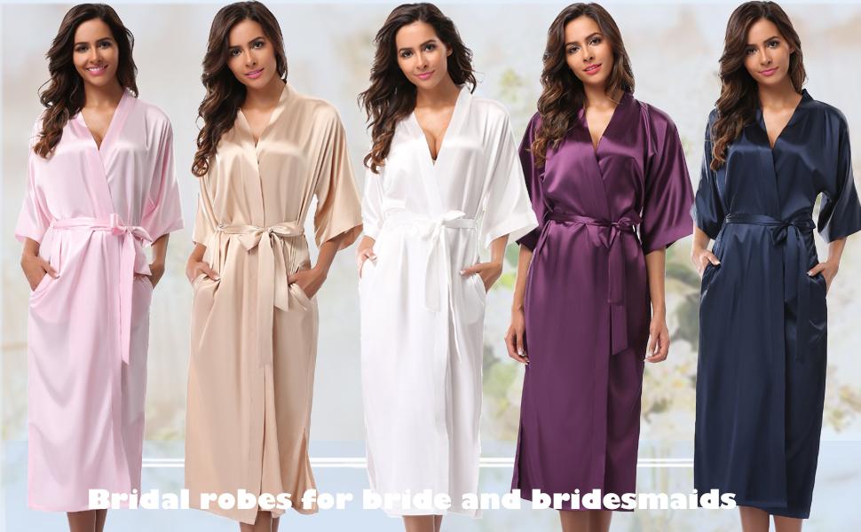 long bridal robes for bridesmaids