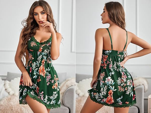 Green Floral Nightgown