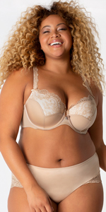 Woman wearing Curvy Couture Tulip Lace Push Up Bra