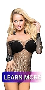 sexy fishnet rhinestone sparkle mesh lingerie bodysuit body stocking for women nightwear sleepwear