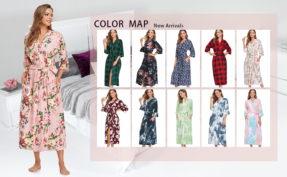 100% cotton robes for women lightweight long robes for women cotton bridesmaid robes long robes