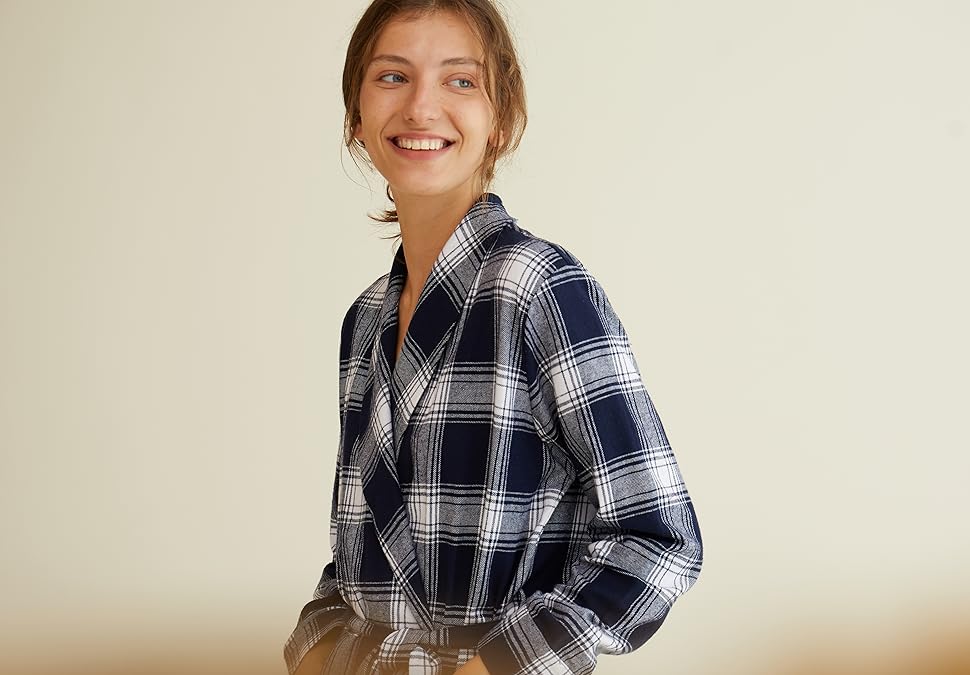 latuza cotton flannel robe for women