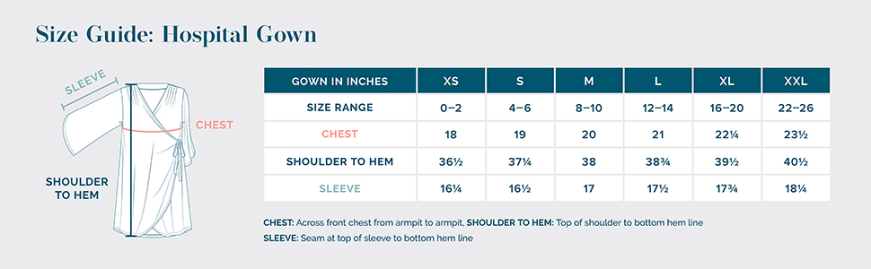 Hospital Gown Size Chart