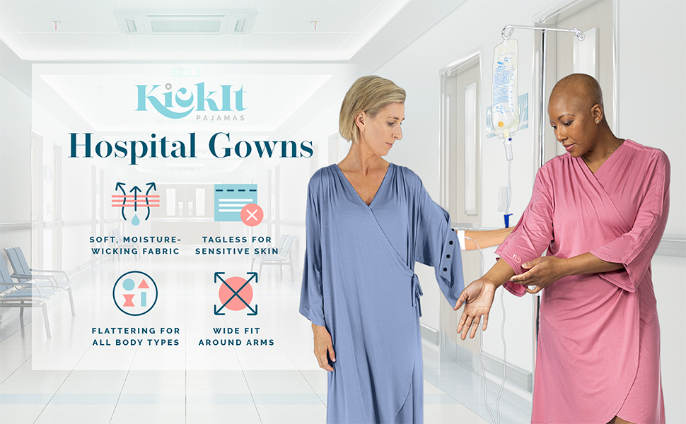 Hospital Gowns for Women with Snaps Sleeves