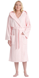 women cotton classic style hooded bathrobe