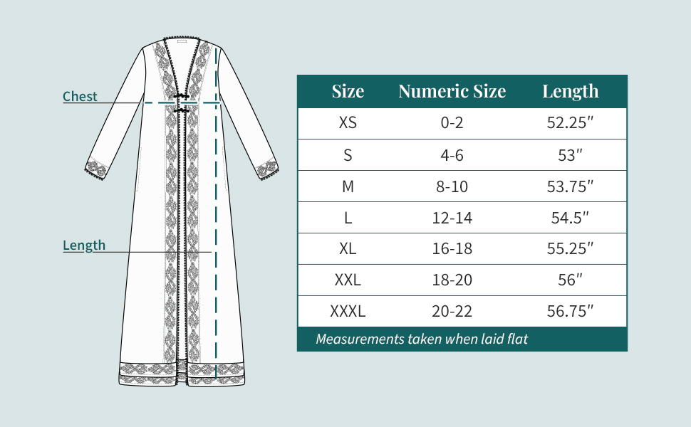 Rosalind gown size chart